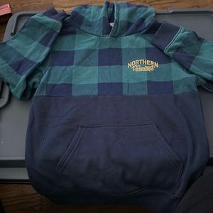 Navy Blue and Green checkered hoodie